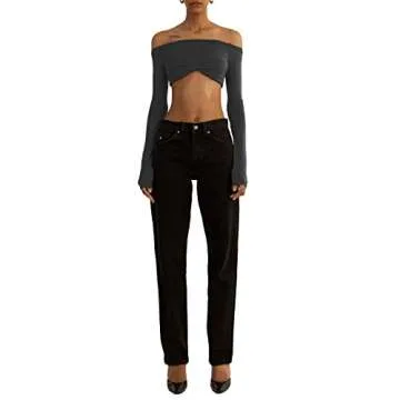 Women’s Sexy Crop Tops – Knit Mesh Off Shoulder Style