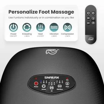 Snailax Shiatsu Foot Massager with Heat, Deep Kneading, Compression, Vibration,FSA HSA Eligible,Electric Foot Massage Machine for Plantar Fasciitis,Neuropathy,Foot Warmer,Remote Control,Size 13,Gifts