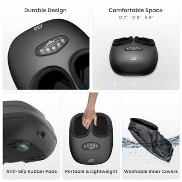 Snailax Shiatsu Foot Massager with Heat, Deep Kneading, Compression, Vibration,FSA HSA Eligible,Electric Foot Massage Machine for Plantar Fasciitis,Neuropathy,Foot Warmer,Remote Control,Size 13,Gifts