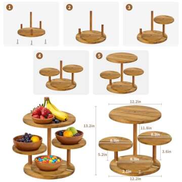 HZE 4 Tier Cupcake Stand, Farmhouse Wood Cake Stand with Tiered Tray Decor, Round Cupcake Display Stand for 50 Cupcakes for Birthday Graduation Baby Shower Tea Party