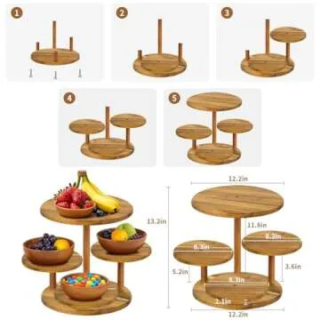 HZE 4 Tier Cupcake Stand, Farmhouse Wood Cake Stand with Tiered Tray Decor, Round Cupcake Display Stand for 50 Cupcakes for Birthday Graduation Baby Shower Tea Party