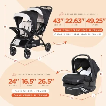 Baby Trend Sit N' Stand Double Stroller & Car Seat Combo