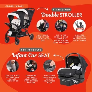 Baby Trend Sit N' Stand Double Stroller & Car Seat Combo