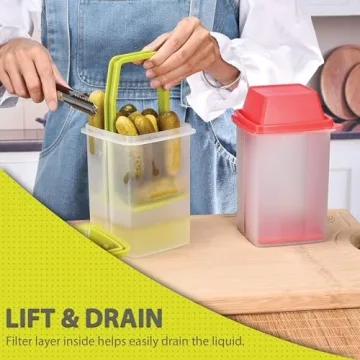 Home-X Pickle Container with Strainer for Mess-Free Food Storage