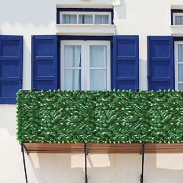Ogrmar 98x39 inch Artificial Leaves Privacy Fence Screen Artificial Hedges Fence Outdoor Decorative ...