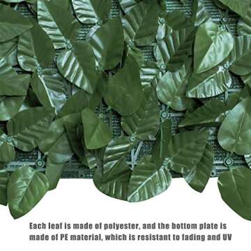 Ogrmar 98x39 inch Artificial Leaves Privacy Fence Screen Artificial Hedges Fence Outdoor Decorative Faux Ivy Fencing Panel Vine Privacy Fence Wall Screen
