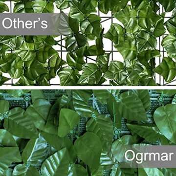 Ogrmar 98x39 inch Artificial Leaves Privacy Fence Screen Artificial Hedges Fence Outdoor Decorative Faux Ivy Fencing Panel Vine Privacy Fence Wall Screen