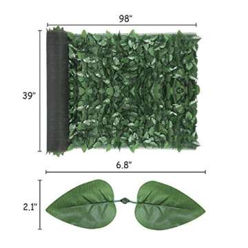 Ogrmar 98x39 inch Artificial Leaves Privacy Fence Screen Artificial Hedges Fence Outdoor Decorative Faux Ivy Fencing Panel Vine Privacy Fence Wall Screen