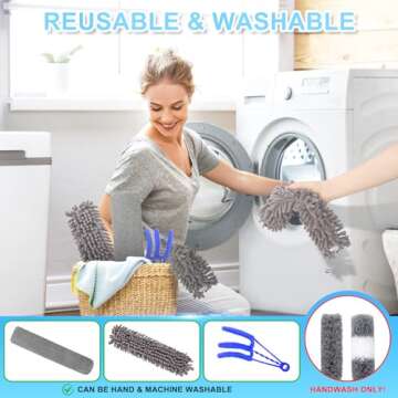 Versatile 9 Pcs Dusters Kit with Extendable Pole for Easy Cleaning