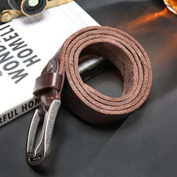 KEECOW Men's Italian Leather Belt with Adjustable Size