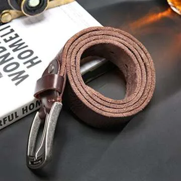 KEECOW Men's Italian Leather Belt with Adjustable Size