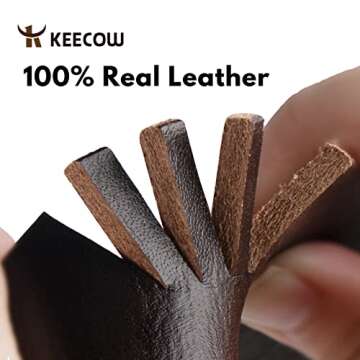 KEECOW Men's Italian Leather Belt with Adjustable Size