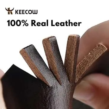 KEECOW Men's Italian Leather Belt with Adjustable Size