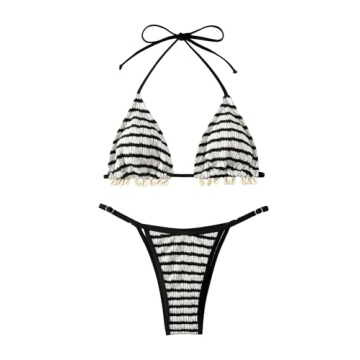 MakeMeChic Women's Adjustable Triangle Bikini Set