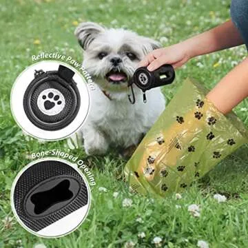 FURHAB Dog Poop Bag Holder for Leash Doggie Waste Bag Dispenser Soft Fabric Puppy Potty Carrier Small Doggy Zipper Pouch with Carabiner Clip with 1 Roll of Pet Trash Bags, Black