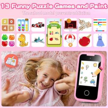 Nikuku Kids Phone for Girls, Christmas Birthday Gift for 3 4 5 6 7 8 9 Year Old, Children Pretend Sm...