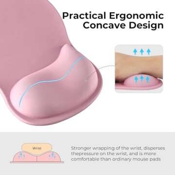 Ergonomic Gaming Mouse Pad with Wrist Support Gel Rest for Laptop at Internet Cafe, Home & Office, Non-Slip Silicone Base Mouse Mat