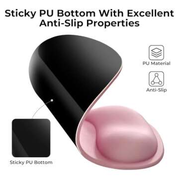 Ergonomic Gaming Mouse Pad with Wrist Support Gel Rest for Laptop at Internet Cafe, Home & Office, Non-Slip Silicone Base Mouse Mat