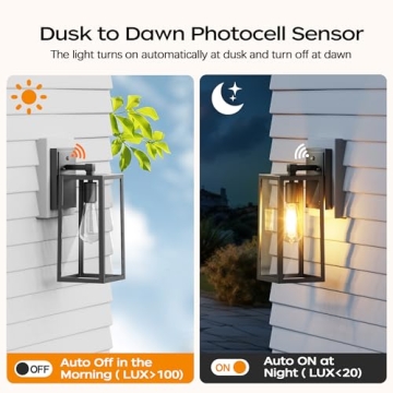 Elegant Dusk to Dawn Outdoor Wall Light Fixtures 2-Pack