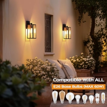 Elegant Dusk to Dawn Outdoor Wall Light Fixtures 2-Pack