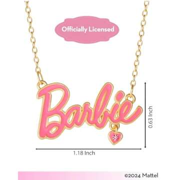 Barbie Necklace with Pink Crystal - Stylish Gift for Women