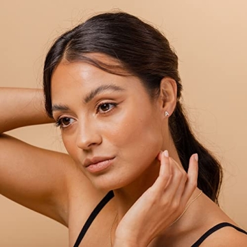 PAVOI Rose Gold CZ Initial Earrings for Women