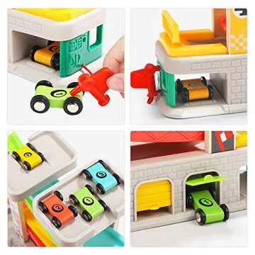 TOP Bright Toddler Wooden Race Ramp for Ages 2-4