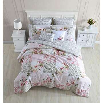 Laura Ashley Reversible Queen Comforter Set for Stylish Bedrooms