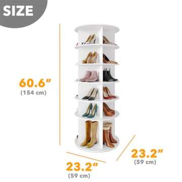 SpaceAid Rotating Shoe Rack 6 Tier Organizer, High Bottom Design Shoe Tower Spinning Storage Lazy Su...