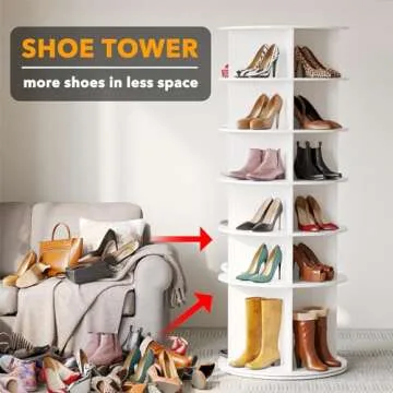 SpaceAid 6 Tier Rotating Shoe Rack for Easy Storage