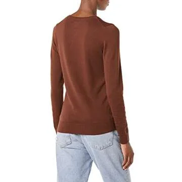 Amazon Essentials Women's Long-Sleeve Lightweight Crewneck Sweater (Available in Plus Size), Brown, Small