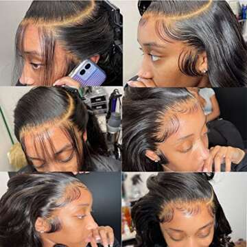 Mewill Lace Front Wigs Human Hair Body Wave Wigs for Black Women Human Hair Glueless 180% Density 13x4 Hd Lace Frontal Wig pre Plucked Human Hair with Baby Hair Natural Color 28 Inch