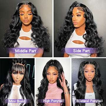 Mewill Lace Front Wigs Human Hair Body Wave Wigs for Black Women Human Hair Glueless 180% Density 13x4 Hd Lace Frontal Wig pre Plucked Human Hair with Baby Hair Natural Color 28 Inch