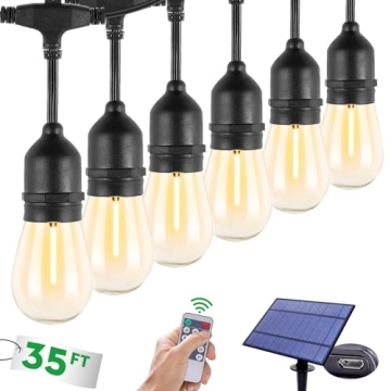 TDLOL 35FT Solar String Lights Outdoor Waterproof, Outdoor String Lights Solar Powered, Patio Lights...