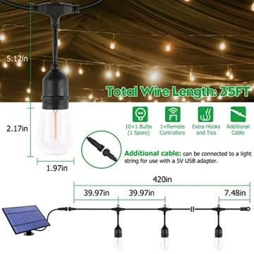 TDLOL 35FT Solar String Lights Waterproof for Outdoors