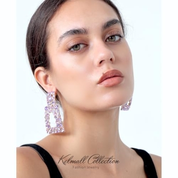 Stylish Rhinestone Rectangle Dangle Earrings for Women