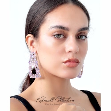 Stylish Rhinestone Rectangle Dangle Earrings for Women
