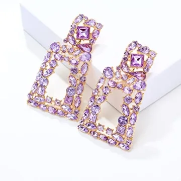 Stylish Rhinestone Rectangle Dangle Earrings for Women