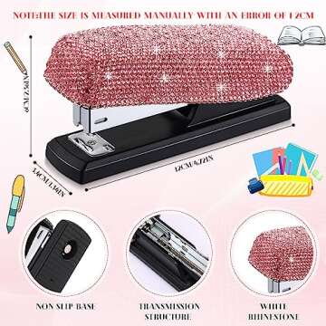 Bling Crystal Stapler Gift Sparkly Diamond Stapler for Desk Handmade Clay Rhinestone Machine Stapler...