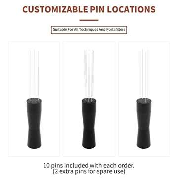 Ezebesta Upgraded WDT Tool with Good Packaging No Sharp Needles Coffee Grounds Needle Distributor 304 Stainless Steel for Espresso Stirring Distribution (Black)