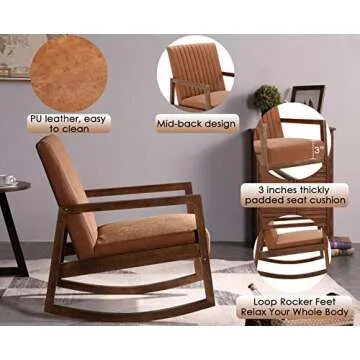 CIMOTA Leather Modern Rocking Chair - Stylish & Comfortable