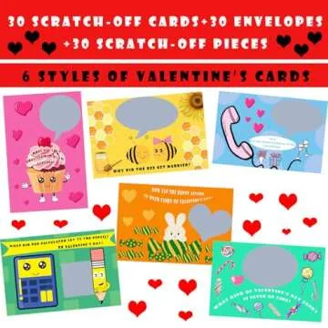 UAUOCU Kids Valentines Day Scratch-Off Cards 30 Pack
