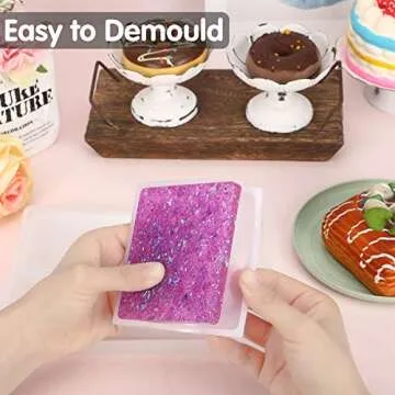 Patelai 6 Pieces Silicone Resin Tray Molds Assorted Shapes and Sizes Agate Coaster Resin Molds, Square Rectangle Shape Tray Epoxy Casting Mould for DIY Cup Mat Home Decoration Making