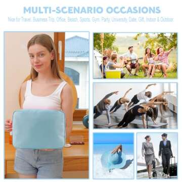 YogoRun Large Preppy Stuff Makeup Bag Travel Toiletry Bag for Women Cosmetic Pouch in Water-resistant Nylon with Four Pockets (XL,Light Blue)