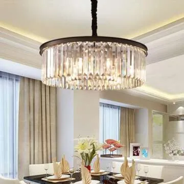 MEELIGHTING Crystal Chandeliers Modern Contemporary Ceiling Lights Fixtures Pendant Lighting Dining Room Living Room Chandelier D21.6 H7.1