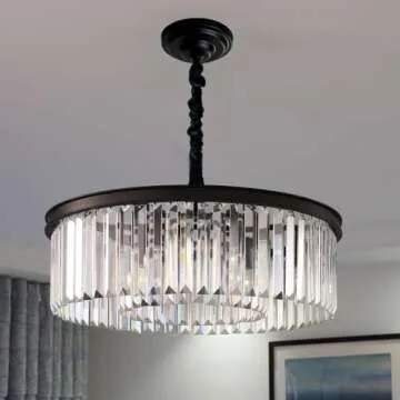 MEELIGHTING Crystal Chandeliers Modern Contemporary Ceiling Lights Fixtures Pendant Lighting Dining Room Living Room Chandelier D21.6 H7.1