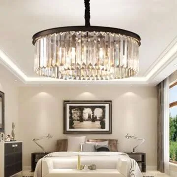 MEELIGHTING Crystal Chandeliers Modern Contemporary Ceiling Lights Fixtures Pendant Lighting Dining Room Living Room Chandelier D21.6 H7.1