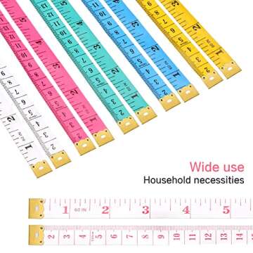 Akstore 12 PCS Soft Tape Measures Double-Scale 60-Inch/150cm Soft Tape Measure Ruler Bulk for Sewing Tailor Cloth,Medical Measurement,Body Measurements (Multicolors)