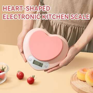 Heart Shaped Digital Food Scale - Rechargeable Kitchen Scales for Cooking, Baking, Food Weighing [1g...