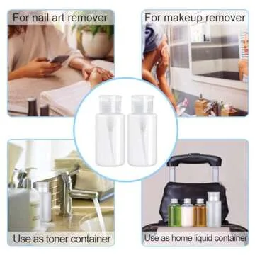 NXJ INFILILA Acetone Pump Dispenser, Push Down Pump Dispenser 2 Pack Nail Polish Remover Pump Empty Pump Bottle Dispenser for Alcohol, Nail Polish & Makeup Remover, Toner, etc